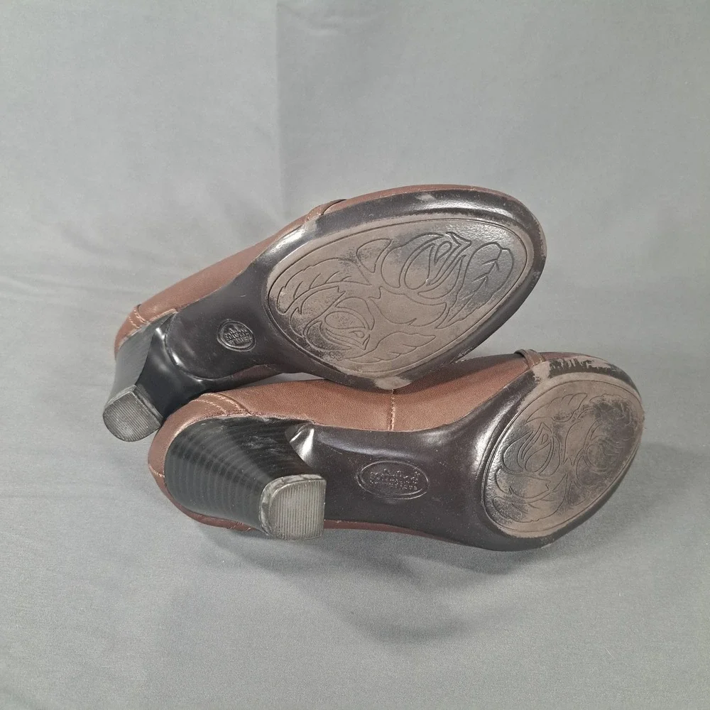 Softshoe by Medicus Brown Leather Loafer Pumps Block Heel Size‎ 6.5 Office
